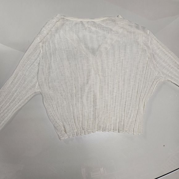 White Ribbed Cardigan - Picture 2 of 4